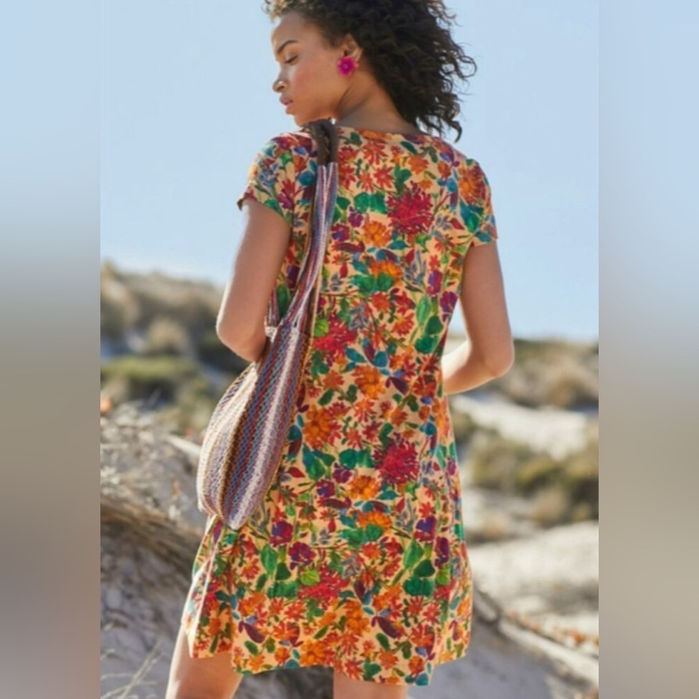 Peruvian Connection Tropico Dress Floral Print Pima Cotton M - Picture 2 of 10